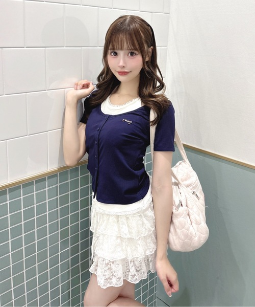 one way(ワンウェイ)の「ホルターネックレイヤードトップス(Tシャツ/カットソー・レディース・ブラック×グレー/ホワイト×ネイビー/グレー×ピンク/ネイビー×ホワイト・FREE)」の6枚目の写真