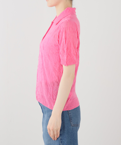 journal standard L'essage(ジャーナルスタンダードレサージュ)の「RECTO/レクト CREASE ポロ襟 ニット (PINK) RW26SKTP003PK(ニット/セーター・レディース・ピンク・MEDIUM)」の2枚目の写真