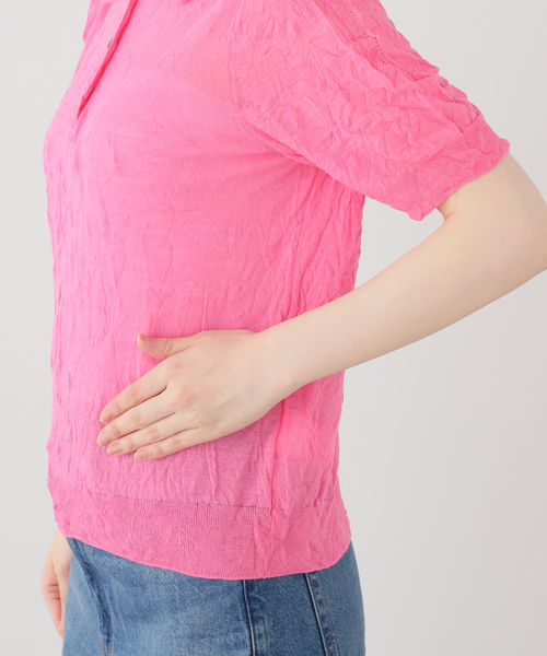 journal standard L'essage(ジャーナルスタンダードレサージュ)の「RECTO/レクト CREASE ポロ襟 ニット (PINK) RW26SKTP003PK(ニット/セーター・レディース・ピンク・MEDIUM)」の4枚目の写真