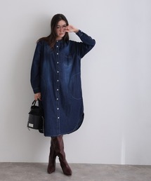 ElegChic｜エレグシック（レディース）のシャツワンピース（ブルー