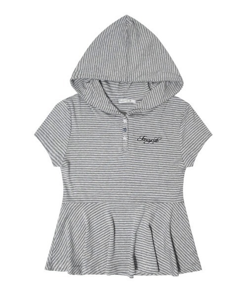 FANCY CLUB(ファンシークラブ)の「A'GEM/9 × .kom 『FANCY CLUB/ファンシークラブ』STRIPE HOOD FLARE TOP/ボーダーフードフレア半袖トップス(Tシャツ/カットソー・レディース・グレー/ブラック・FREE)」の18枚目の写真