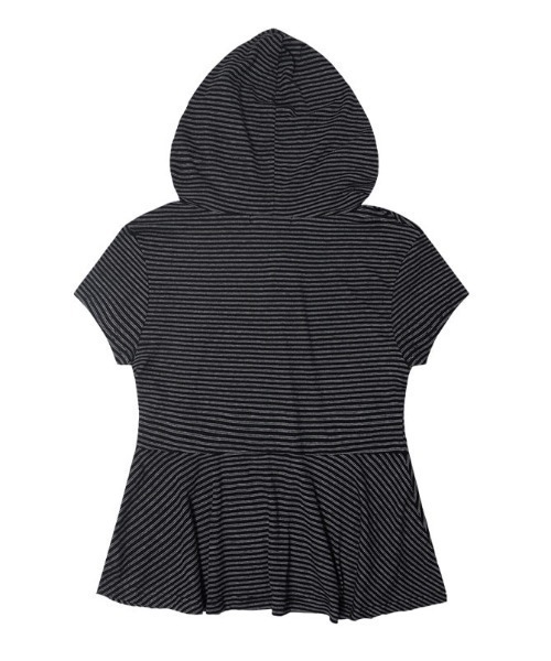 FANCY CLUB(ファンシークラブ)の「A'GEM/9 × .kom 『FANCY CLUB/ファンシークラブ』STRIPE HOOD FLARE TOP/ボーダーフードフレア半袖トップス(Tシャツ/カットソー・レディース・グレー/ブラック・FREE)」の15枚目の写真