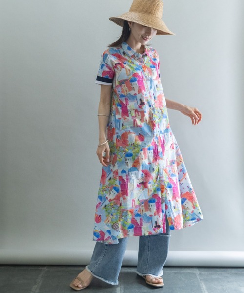 lodie(ロディ)の「絵画風Pt 半袖ワンピース(シャツワンピース・レディース・イエロー/ピンク・FREE)」の10枚目の写真
