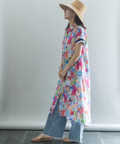 lodie(ロディ)の「絵画風Pt 半袖ワンピース(シャツワンピース・レディース・イエロー/ピンク・FREE)」の12枚目の写真