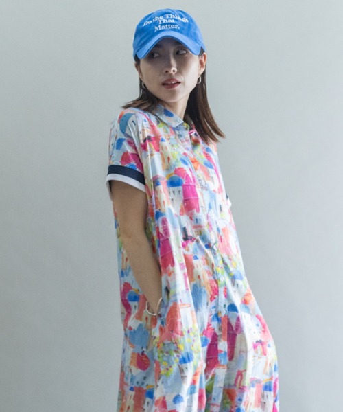 lodie(ロディ)の「絵画風Pt 半袖ワンピース(シャツワンピース・レディース・イエロー/ピンク・FREE)」の15枚目の写真