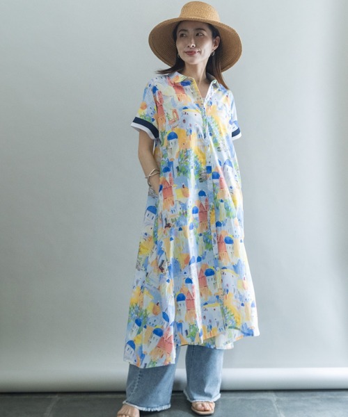 lodie(ロディ)の「絵画風Pt 半袖ワンピース(シャツワンピース・レディース・イエロー/ピンク・FREE)」の20枚目の写真