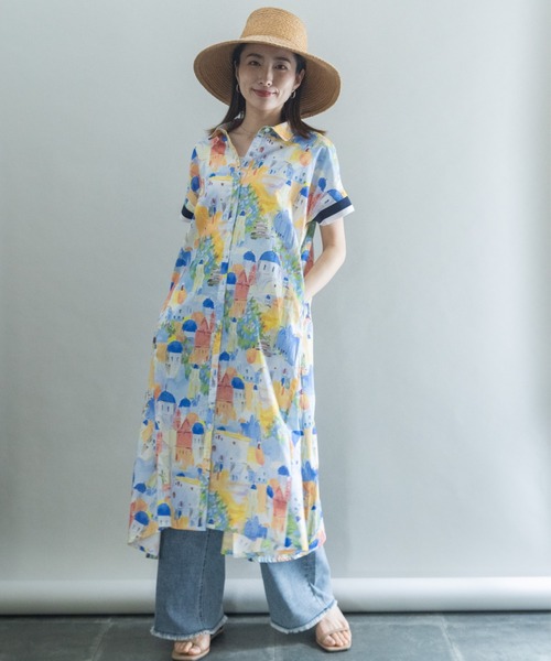 lodie(ロディ)の「絵画風Pt 半袖ワンピース(シャツワンピース・レディース・イエロー/ピンク・FREE)」の21枚目の写真