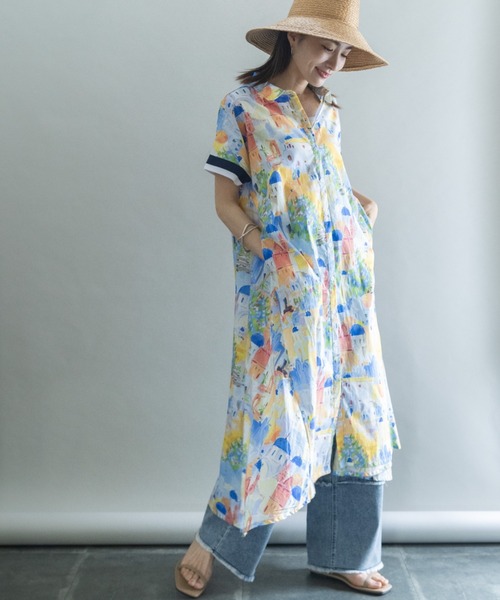 lodie(ロディ)の「絵画風Pt 半袖ワンピース(シャツワンピース・レディース・イエロー/ピンク・FREE)」の22枚目の写真