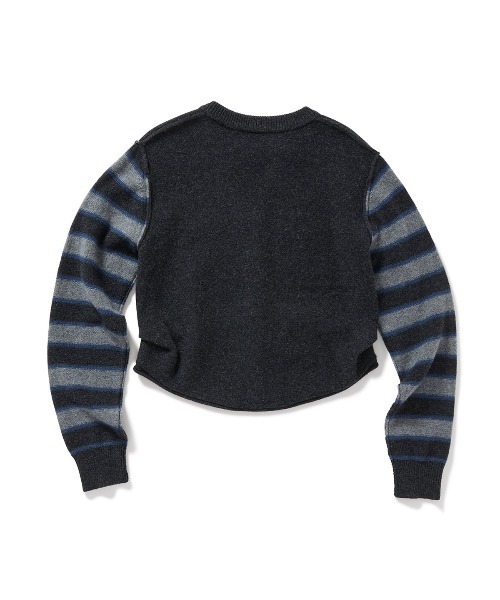 PERVERZE（パーバーズ）の「Side-Tuck Knit Cardigan（Tシャツ/カットソー・レディース・ブラック×グレー/クリーム/グレー・FREE）」の4枚目の写真