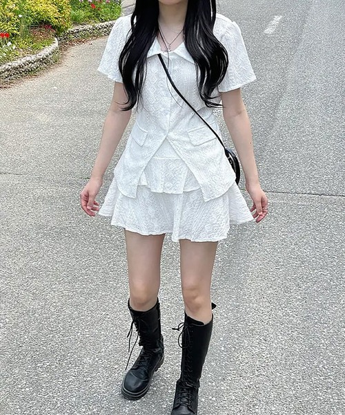 Girly Doll(ガーリードール)の「【セットアップ】レースブラウス×ミニスカート(セットアップ・レディース・ブラック/ホワイト・F)」の8枚目の写真