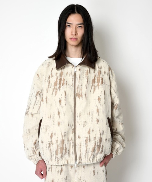 SUPERTHANKS(スーパーサンクス)の「ダメージジャガード スタンドカラー ジップブルゾンDamage jacquard stand-collar zip blouson(ブルゾン・メンズ・アイボリー・L/M/S)」の1枚目の写真
