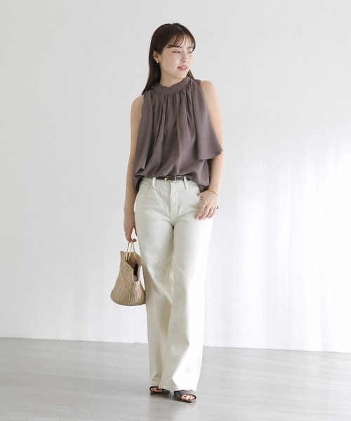La TOTALITE（ラトータリテ）の「《追加》2WAYショルダースリットブラウス（シャツ/ブラウス・レディース・モカ/ピンク・38/36）」の3枚目の写真