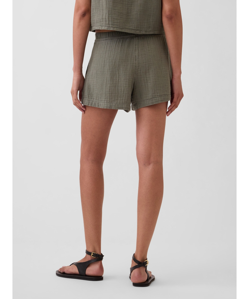 GAP(ギャップ)の「4インチ ミッドライズ コットンガーゼ イージーウエスト ショートパンツ(その他パンツ・レディース・グリーン/ブラック/レッド・M/S/XS/L/XXS)」の13枚目の写真