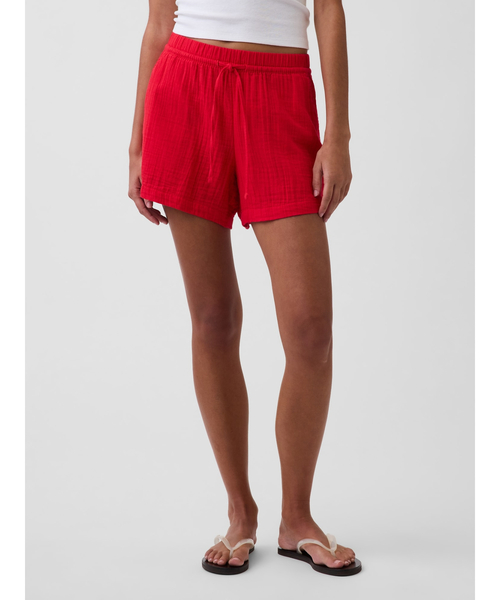 GAP(ギャップ)の「4インチ ミッドライズ コットンガーゼ イージーウエスト ショートパンツ(その他パンツ・レディース・グリーン/ブラック/レッド・M/S/XS/L/XXS)」の7枚目の写真