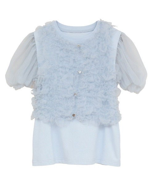 CLANE(クラネ)の「TULLE VEST LAYERED TOPS 10105-1173(Tシャツ/カットソー・メンズ・ブラック/ホワイト/ブルー・1/2)」の3枚目の写真