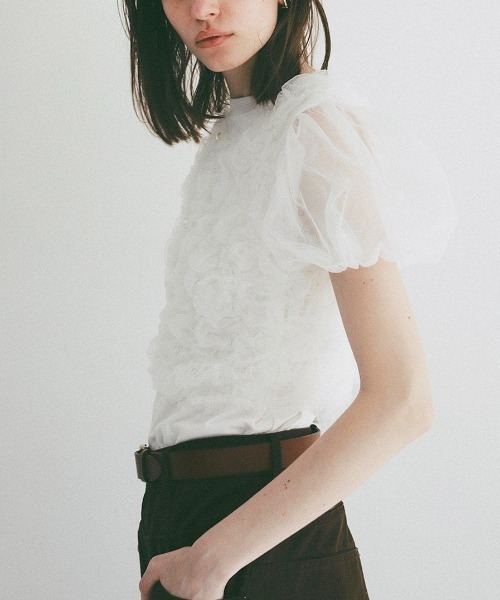 CLANE(クラネ)の「TULLE VEST LAYERED TOPS 10105-1173(Tシャツ/カットソー・メンズ・ブラック/ホワイト/ブルー・1/2)」の5枚目の写真