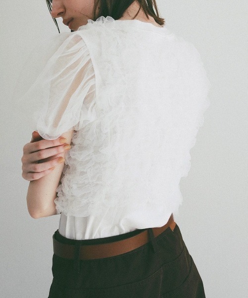 CLANE(クラネ)の「TULLE VEST LAYERED TOPS 10105-1173(Tシャツ/カットソー・メンズ・ブラック/ホワイト/ブルー・1/2)」の6枚目の写真