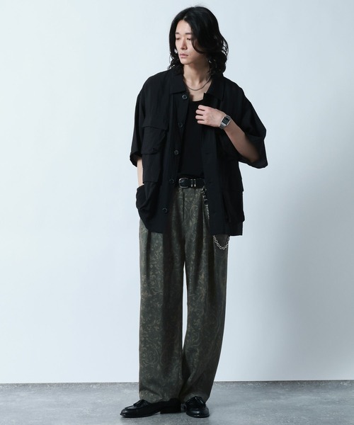 RAGEBLUE（レイジブルー）の「Botanical Pattern Summer Cocoon Easy Pants/総柄/サマーコクーンイージーパンツ（スラックス・メンズ・ブラウン/グレー・LARGE/MEDIUM）」の4枚目の写真