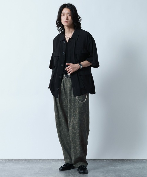 RAGEBLUE（レイジブルー）の「Botanical Pattern Summer Cocoon Easy Pants/総柄/サマーコクーンイージーパンツ（スラックス・メンズ・ブラウン/グレー・LARGE/MEDIUM）」の5枚目の写真