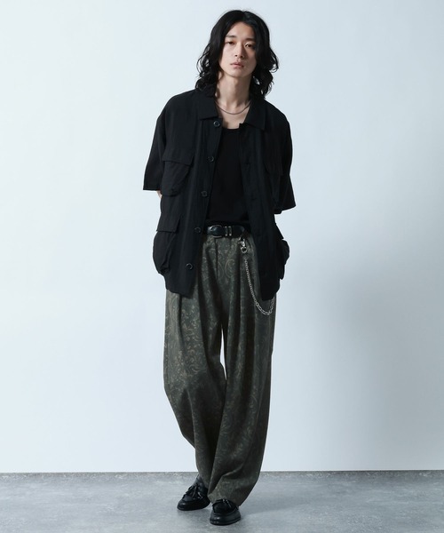 RAGEBLUE（レイジブルー）の「Botanical Pattern Summer Cocoon Easy Pants/総柄/サマーコクーンイージーパンツ（スラックス・メンズ・ブラウン/グレー・LARGE/MEDIUM）」の6枚目の写真