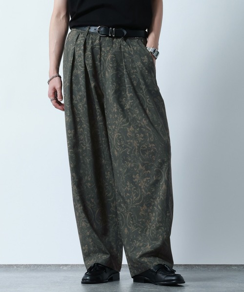 RAGEBLUE（レイジブルー）の「Botanical Pattern Summer Cocoon Easy Pants/総柄/サマーコクーンイージーパンツ（スラックス・メンズ・ブラウン/グレー・LARGE/MEDIUM）」の9枚目の写真