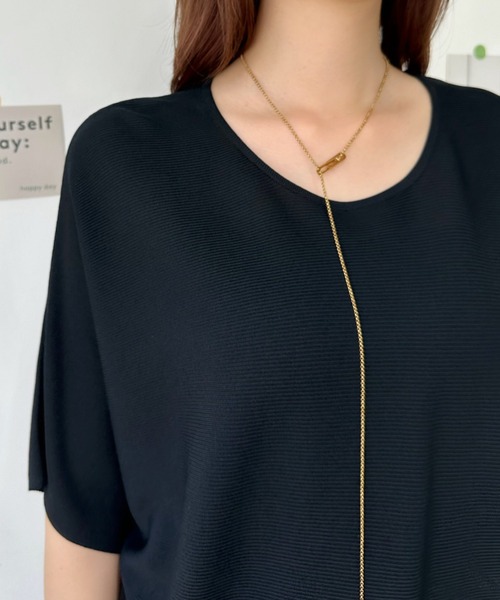 Eclat one(エクラワン)の「【イージーケア】ひんやりタッチ。大人のサマーニットドルマンプルオーバー(Tシャツ/カットソー・レディース・イエロー/ホワイト/ブラック・FREE)」の17枚目の写真