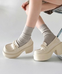 パールビジュー厚底ローファー フェミニン