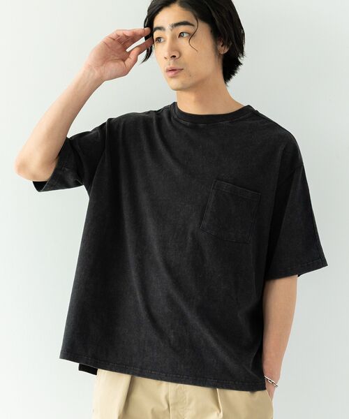 CRAFT STANDARD BOUTIQUE(クラフトスタンダードブティック)の「ピグメントラインTシャツ(Tシャツ/カットソー・メンズ・ブラック/グレイッシュベージュ・M/L)」の1枚目の写真