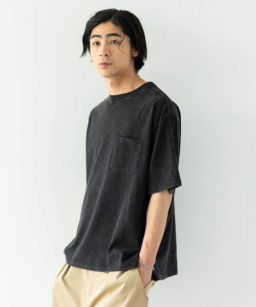 CRAFT STANDARD BOUTIQUE(クラフトスタンダードブティック)の「ピグメントラインTシャツ(Tシャツ/カットソー・メンズ・ブラック/グレイッシュベージュ・M/L)」の4枚目の写真