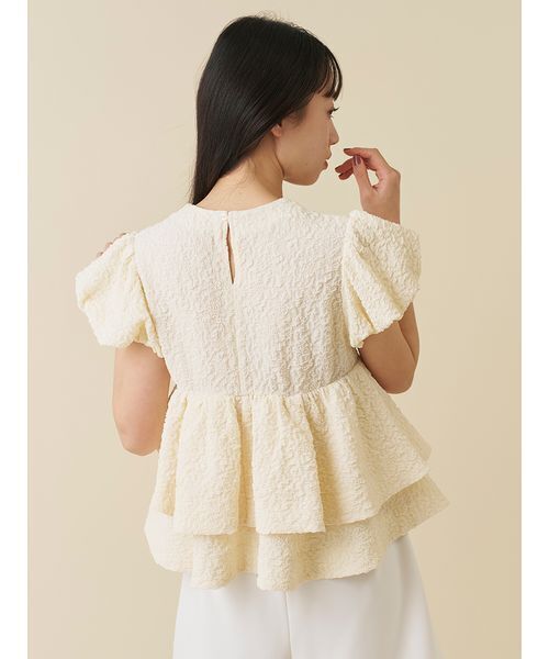 SNIDEL(スナイデル)の「テクスチャージャガードペプラムカットソー(Tシャツ/カットソー・レディース・ブラック/イエロー/ホワイト・F)」の7枚目の写真