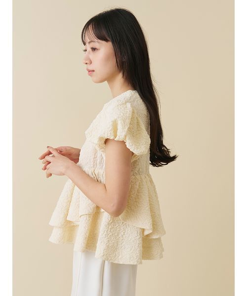 SNIDEL(スナイデル)の「テクスチャージャガードペプラムカットソー(Tシャツ/カットソー・レディース・ブラック/イエロー/ホワイト・F)」の8枚目の写真
