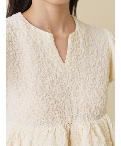 SNIDEL(スナイデル)の「テクスチャージャガードペプラムカットソー(Tシャツ/カットソー・レディース・ブラック/イエロー/ホワイト・F)」の9枚目の写真
