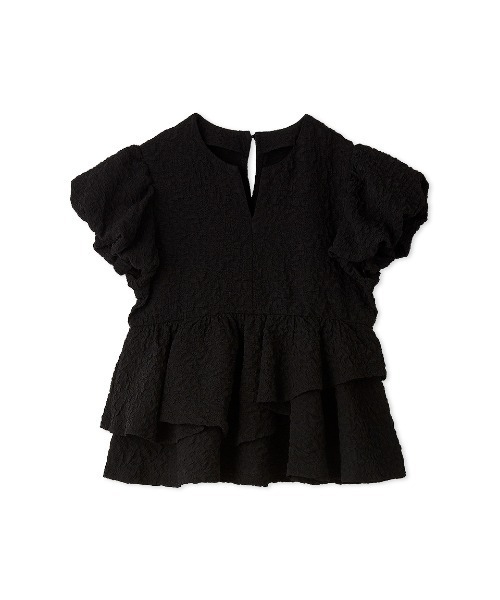 SNIDEL(スナイデル)の「テクスチャージャガードペプラムカットソー(Tシャツ/カットソー・レディース・ブラック/イエロー/ホワイト・F)」の2枚目の写真