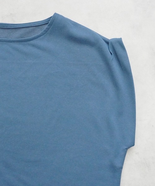 SELECT LEVERY(セレクトリベリー)の「シワになりにくいメッシュ織りフレンチスリーブプルオーバー(Tシャツ/カットソー・レディース・グリーン/ブルー/アイボリー/ブラック・LARGE/MEDIUM)」の6枚目の写真
