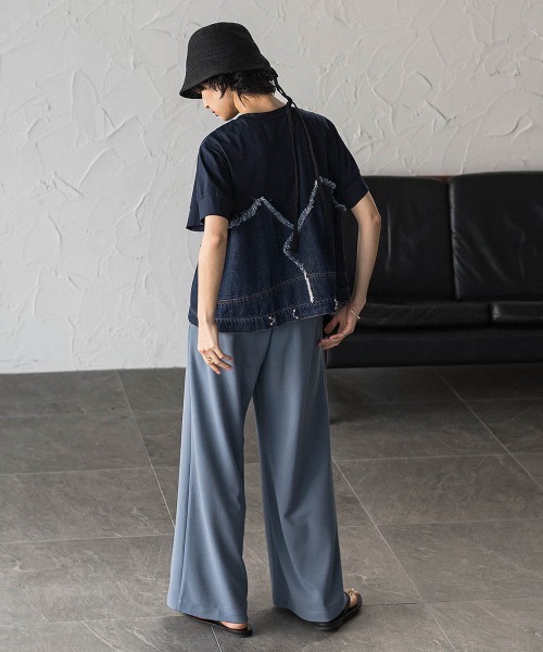 MAYSON GREY（メイソングレイ）の「デニムドッキングTシャツ（Tシャツ/カットソー・レディース・ネイビー/オフホワイト・M）」の13枚目の写真