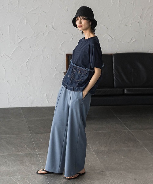 MAYSON GREY（メイソングレイ）の「デニムドッキングTシャツ（Tシャツ/カットソー・レディース・ネイビー/オフホワイト・M）」の14枚目の写真