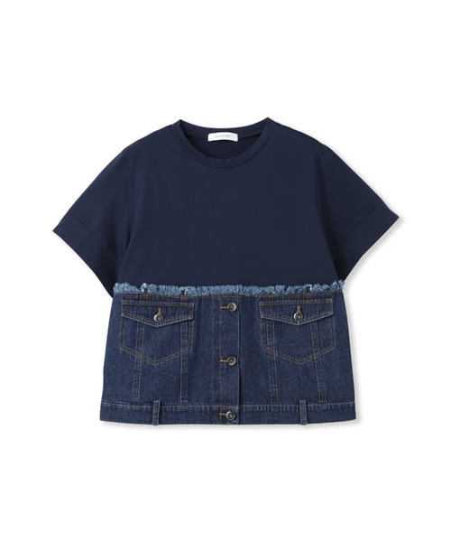 MAYSON GREY（メイソングレイ）の「デニムドッキングTシャツ（Tシャツ/カットソー・レディース・ネイビー/オフホワイト・M）」の18枚目の写真