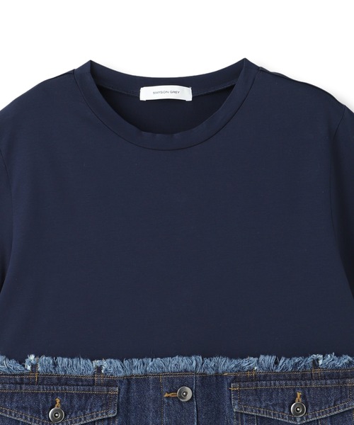 MAYSON GREY（メイソングレイ）の「デニムドッキングTシャツ（Tシャツ/カットソー・レディース・ネイビー/オフホワイト・M）」の19枚目の写真