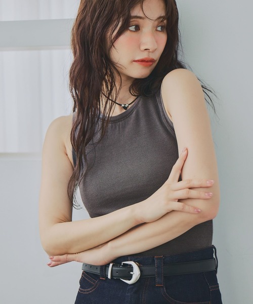 mysty woman（ミスティウーマン）の「ピグメントテレコタンクトップ　798489（タンクトップ・レディース・オフホワイト/ブルー/チャコールグレー・FREE）」の13枚目の写真
