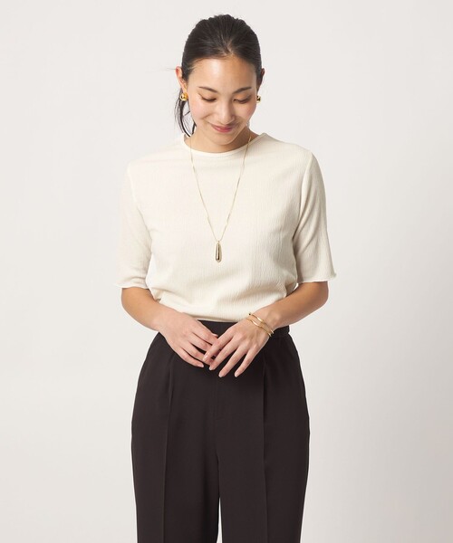 A DAY IN THE LIFE UNITED ARROWS（アデイインザライフユナイテッドアローズ）の「シャーリングメロー ハーフスリーブTシャツ ＜A DAY IN THE LIFE＞（Tシャツ/カットソー・レディース・グレー系/ブラック/オフホワイト・FREE）」の4枚目の写真