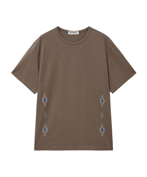INTEMPOMOOD(インテンポムード)の「エスニックグラフィックTシャツ : 2カラー(Tシャツ/カットソー・メンズ・ブラウン/グレー・MEDIUM/LARGE)」の2枚目の写真
