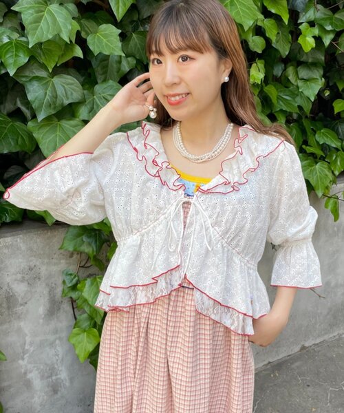 HELLO.SANFRANCISCO(ハローサンフランシスコ)の「【HELLO.SANFRANCISCO】レースボレロメロウブラウス(シャツ/ブラウス・レディース・ブルー/ホワイト/ブラック・ONE SIZE)」の5枚目の写真