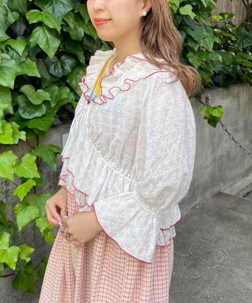 HELLO.SANFRANCISCO(ハローサンフランシスコ)の「【HELLO.SANFRANCISCO】レースボレロメロウブラウス(シャツ/ブラウス・レディース・ブルー/ホワイト/ブラック・ONE SIZE)」の6枚目の写真