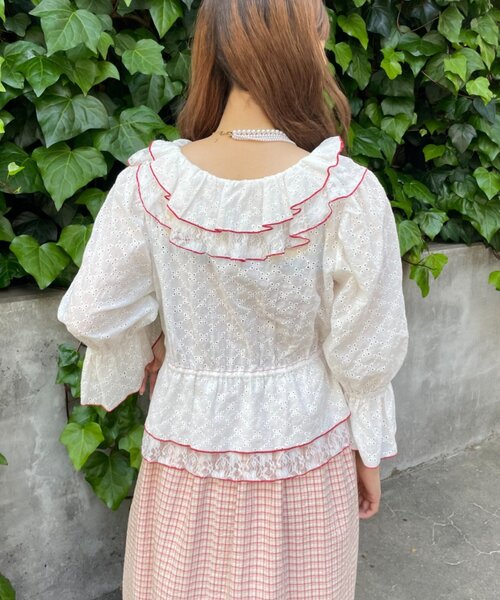 HELLO.SANFRANCISCO(ハローサンフランシスコ)の「【HELLO.SANFRANCISCO】レースボレロメロウブラウス(シャツ/ブラウス・レディース・ブルー/ホワイト/ブラック・ONE SIZE)」の7枚目の写真