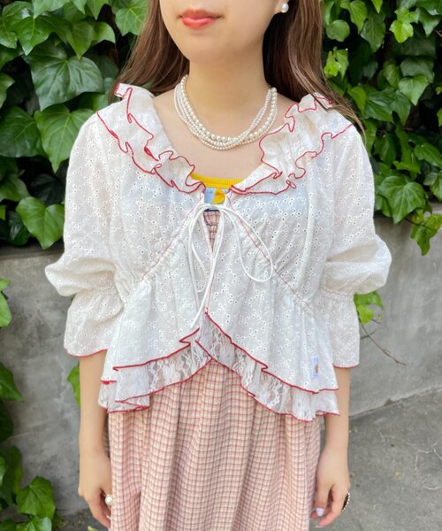 HELLO.SANFRANCISCO(ハローサンフランシスコ)の「【HELLO.SANFRANCISCO】レースボレロメロウブラウス(シャツ/ブラウス・レディース・ブルー/ホワイト/ブラック・ONE SIZE)」の10枚目の写真