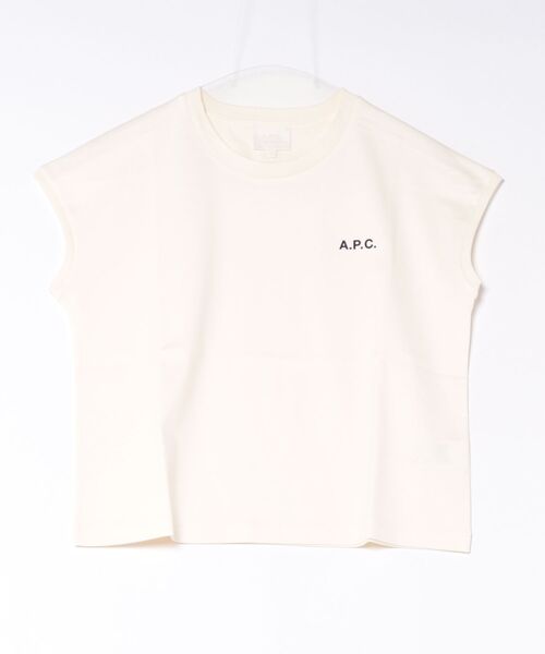 A.P.C.(アーペーセー)の「TOP ALINE(Tシャツ/カットソー・レディース・ネイビー/イエロー系その他/オフホワイト・S/M)」の1枚目の写真
