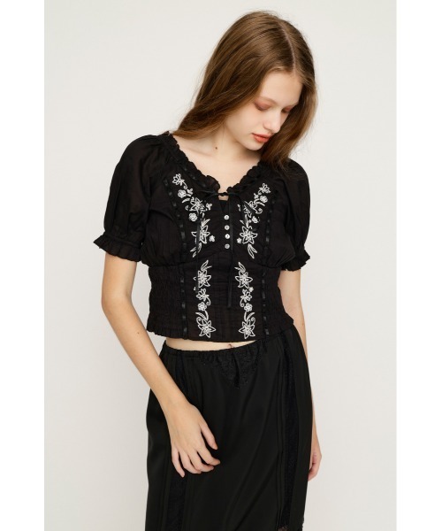 SLY(スライ)の「BLOOMING EMBROIDERY BLOUSE ブルーミングエンブロイダリーブラウス 夏服(シャツ/ブラウス・レディース・ホワイト/ライトイエロー/ブラック・FREE)」の15枚目の写真