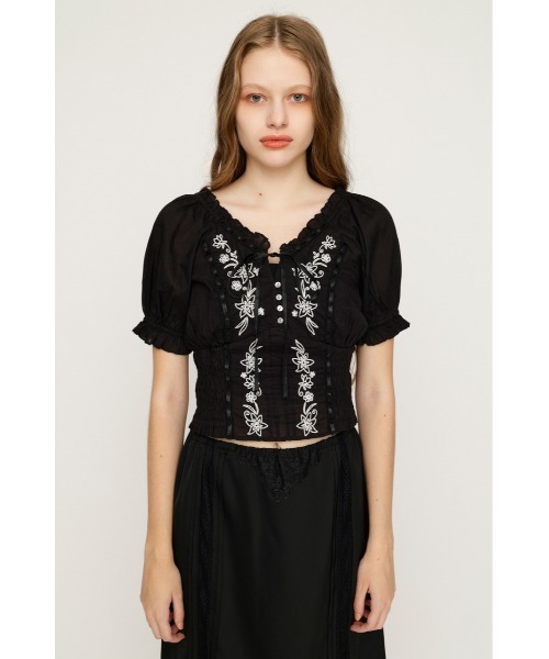 SLY(スライ)の「BLOOMING EMBROIDERY BLOUSE ブルーミングエンブロイダリーブラウス 夏服(シャツ/ブラウス・レディース・ホワイト/ライトイエロー/ブラック・FREE)」の16枚目の写真
