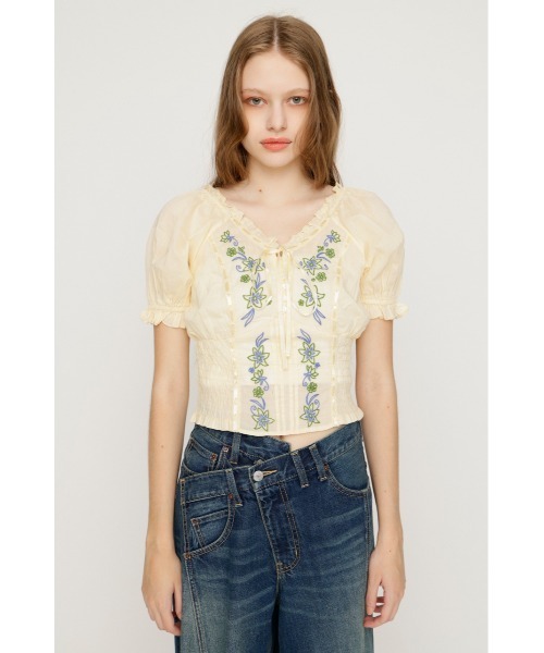 SLY(スライ)の「BLOOMING EMBROIDERY BLOUSE ブルーミングエンブロイダリーブラウス 夏服(シャツ/ブラウス・レディース・ホワイト/ライトイエロー/ブラック・FREE)」の21枚目の写真