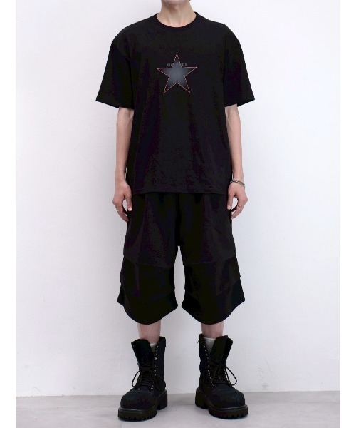 Chikashitsu +（チカシツプラス）の「【Chikashitsu +】clean star graphic t-shirt (3color) / 【チカシツプラス】スタープリント半袖Tシャツ＜着用動画あり＞（Tシャツ/カットソー・メンズ・ネイビー/ホワイト/ブラック・ONE SIZE）」の6枚目の写真